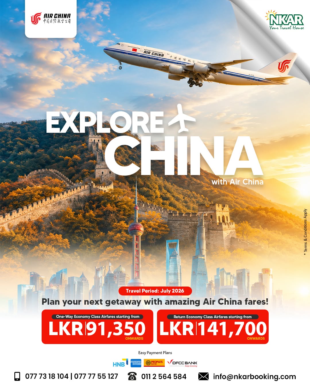 Air China Special July 2026 Promotional Fares from Sri Lanka | NKAR Bookings