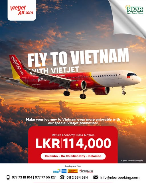 Colombo to Ho Chi Minh City Flights from LKR 114,000 – Vietjet - Travel Promotion