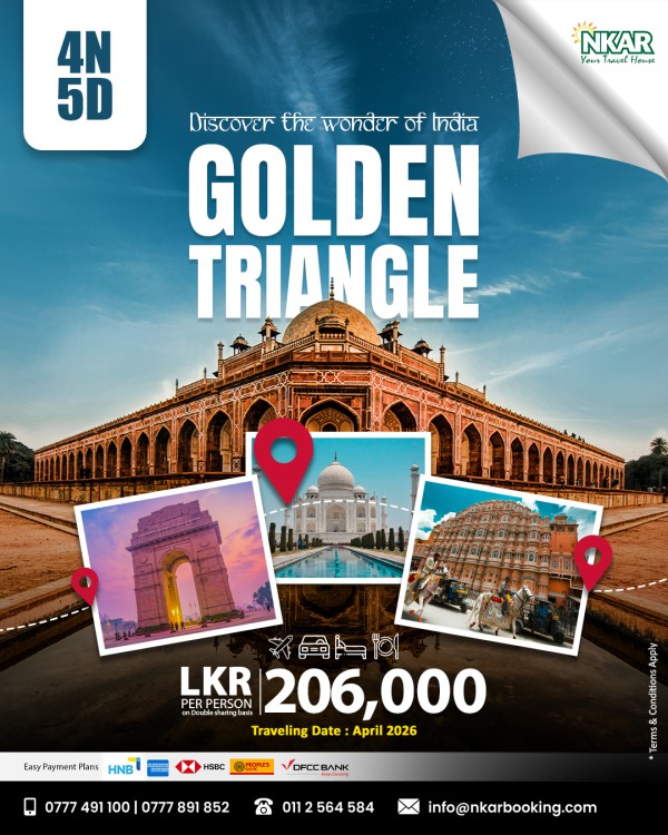 Golden Triangle Tour 2026 – Taj Mahal, Agra & Jaipur | NKAR Bookings – Customized Tour from Sri Lanka with NKARBooking