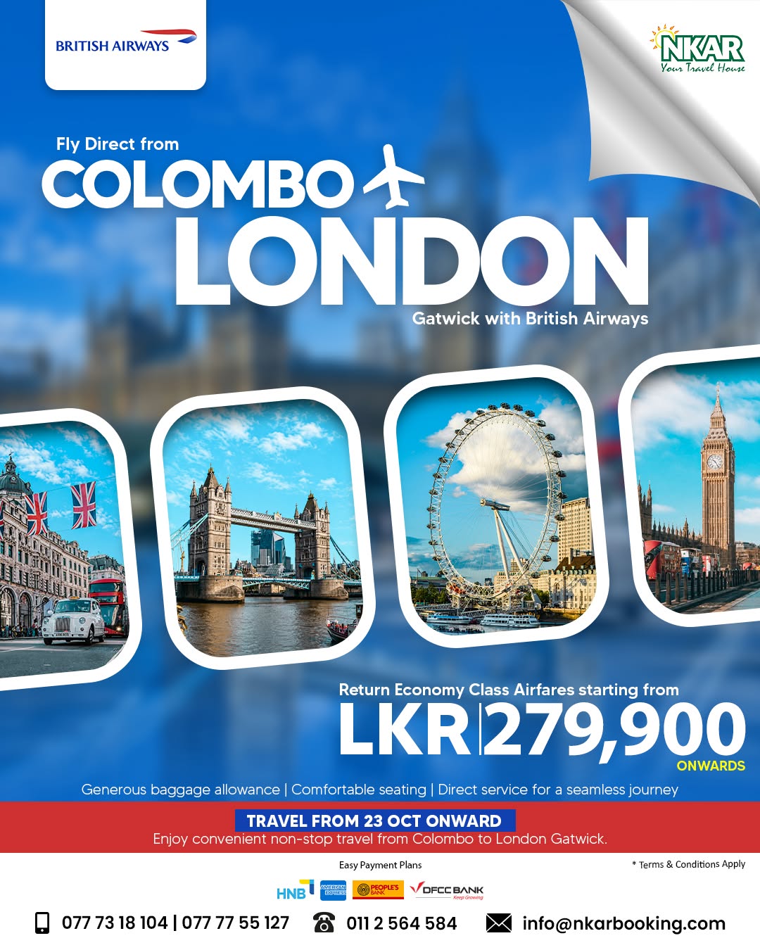 Direct Colombo to London Gatwick Flights | British Airways from LKR 279,900