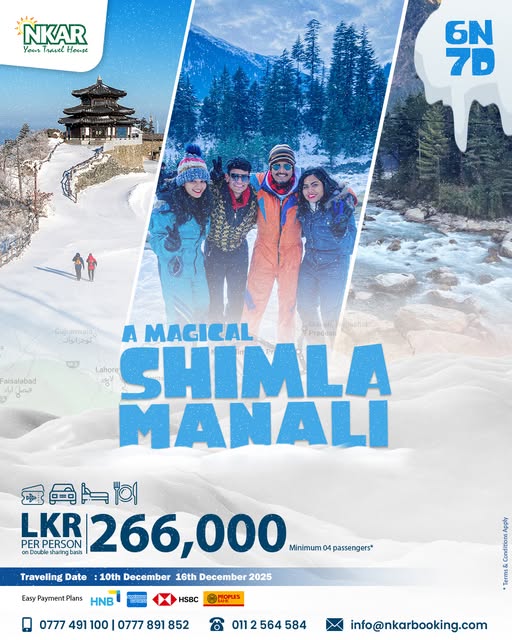 Shimla & Manali Tour Package – Customized Tour from Sri Lanka with NKARBooking